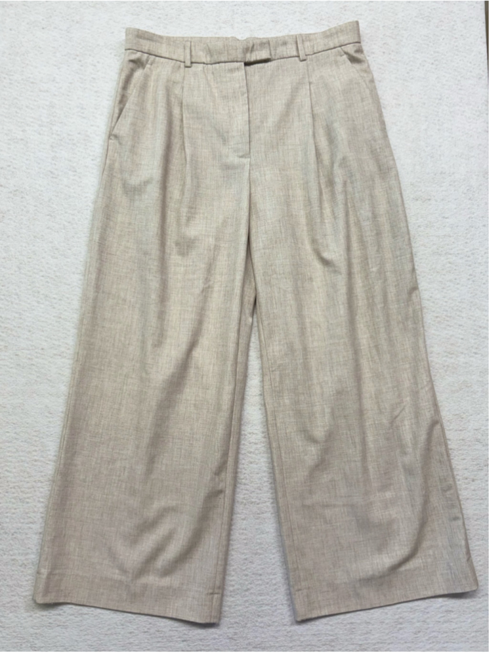 Abercrombie Sloane Tailored Wide Leg Pants Beige Melange Womens Size 31/12S